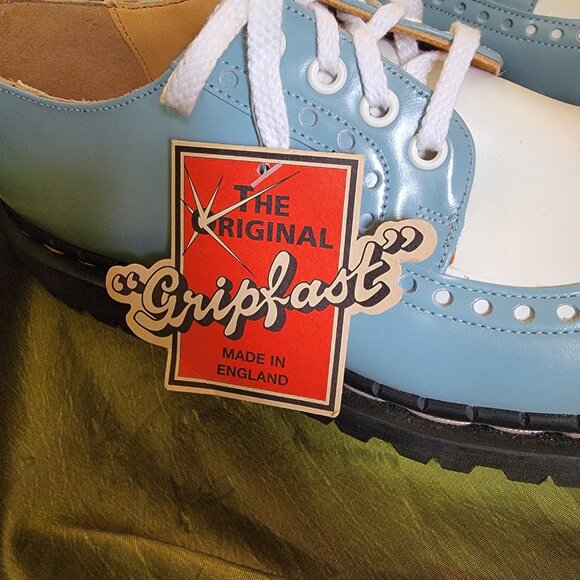 Vintage Gripfast Baby Blue Oxford Wingtip Unisex SZ 12 Women NWT Made In England - Picture 10 of 12